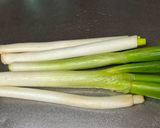 A picture of step 1 of Japanese Kushiage (deep fried Japanese Leek skewers).