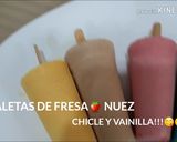 Foto del paso 1 de la receta: Paletas de vainilla, nuez, chicle y fresa