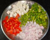 A picture of step 1 of Paneer Chilli Cheese Toast.