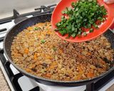A picture of step 7 of Grown-Up Buckwheat Dinner with Diced Mushrooms and Vegetables (30-Minute One-Pan Meal).