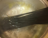 A picture of step 1 of Black and "white" spaghetti.