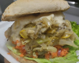 Foto del paso 11 de la receta: Sándwich con muchos vegetales y pollo🥙🥯🧅🍆🍗🥪