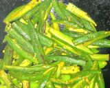 A picture of step 2 of Kurkuri bhindi.