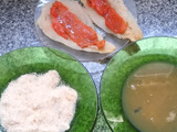 Milanesas de pescado rellenas con morrón ahumado