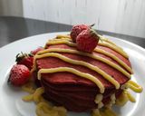 Foto langkah ke 9 dari resep Red Velvet Pancake + Cream Cheese Glaze 🇺🇲.
