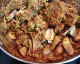 A picture of step 8 of Kathal biryani with pudina dhania chhachh.