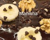 A picture of step 7 of Chocolate walnut banana pizza (loaded with chocolate ganache) kids recipe for christmas party.