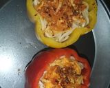 சிக்கன் நூடுல்ஸ் ஸ்டப்டு&பேக்குடு கேப்ஸிகம் (Chicken noodles stuffed capsicum recipe in tamil) ரெசிபி ஸ்டேப் 8 புகைப்படம்