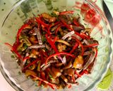 A picture of step 4 of Salad with Boiled Beef and Pickled Honey Mushrooms.