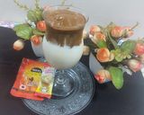 A picture of step 3 of Dalgona coffee with coffee mate.
