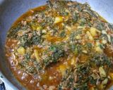 A picture of step 5 of Aloo palak gosht.