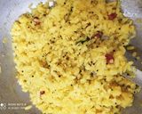 A picture of step 4 of Poha with tea.