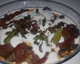 A picture of step 1 of Baigan borani.
