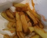 A picture of step 4 of Eggplant Chili-Fries or Chili over Fried Eggplant.