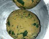 A picture of step 3 of Mixed millet partha with bathua and methi leaves.