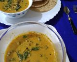 A picture of step 5 of Bhindi garlic kadhi.