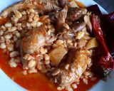Falusi tarhonyás csirke, aprólékból recept fázis 4 fotója