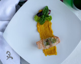 Foto del passaggio 5 della ricetta Trancio di salmone al lardo su crema di zucca