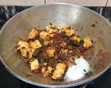 A picture of step 9 of FETA CHEESE DRY CURRY with METHI LEAVES.