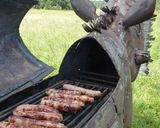 A picture of step 2 of Chicken sausages and Bella Luna Bagels on safari!.