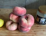 A picture of step 1 of Rose Fruit Leather - peach roll-ups.
