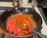 A picture of step 2 of Pasta with Tomato and Cheese Sauce.