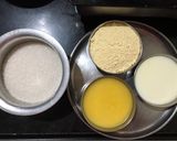A picture of step 1 of Besan Burfi.