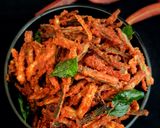A picture of step 6 of Red ladies finger kurkure.