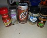 A picture of step 1 of Root Beer pork roast picnic.