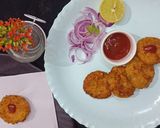 A picture of step 6 of Poha peas tikki.