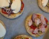 A picture of step 3 of Individual Pita Pizzas!!!🍕.