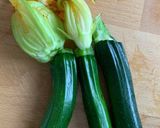 A picture of step 1 of Homegrown Courgette Tempura with sriracha mayo 🥒.