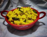 A picture of step 7 of Sanja (Sooji upma with buttermilk).