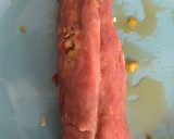Foto del paso 6 de la receta: Solomillo relleno de puerros y chorizo al vino moscatel. Y salsa de chocolate... o brócoli. Keto