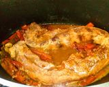 Foto del paso 4 de la receta: Carne de cerdo cítrico (pechito) agridulce  perfumado con jengibre y tomillo a la cacerola