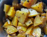 A picture of step 2 of Luchi, cholar daal, aloo bhaja.