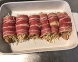 Une image de l'étape 5 de Roulés de poulet au bacon,emmental,moutarde douce et champignons.
