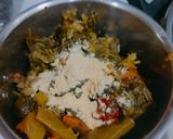 A picture of step 3 of Sarson ka Saag with Makki di Roti.