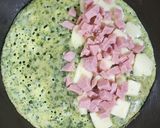 Foto del paso 3 de la receta: 🥔🌱Omelette de papa y espinaca relleno con jamón y muzzarella 🌱🥔