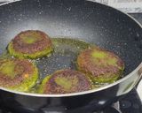 A picture of step 8 of Palak Chickpea kebab with cheese filling.