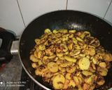 A picture of step 12 of Sookhi Arbi.