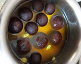 A picture of step 4 of Gulab jamun with kaju cream filling.
