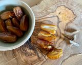 A picture of step 1 of Vegan Stuffed Dates with Peanut Butter and Dark Chocolate with Sea Salt.