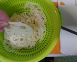 A picture of step 2 of Crispy lutus root (renkon) pizza.