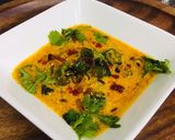 A picture of step 3 of Bhindi onion curry.
