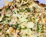 A picture of step 8 of Loaded Nachos with Mango Salsa, Sour cream and cheese sauce.