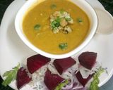 A picture of step 11 of Moong daal soup with roasted cauliflower.
