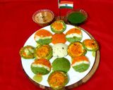 A picture of step 14 of Tiranga Rava Idli.