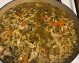 A picture of step 5 of Heart healthy, get well soon chicken noodle soup.