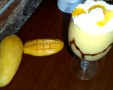 A picture of step 4 of Mango milk shake with chocolate and nuts.